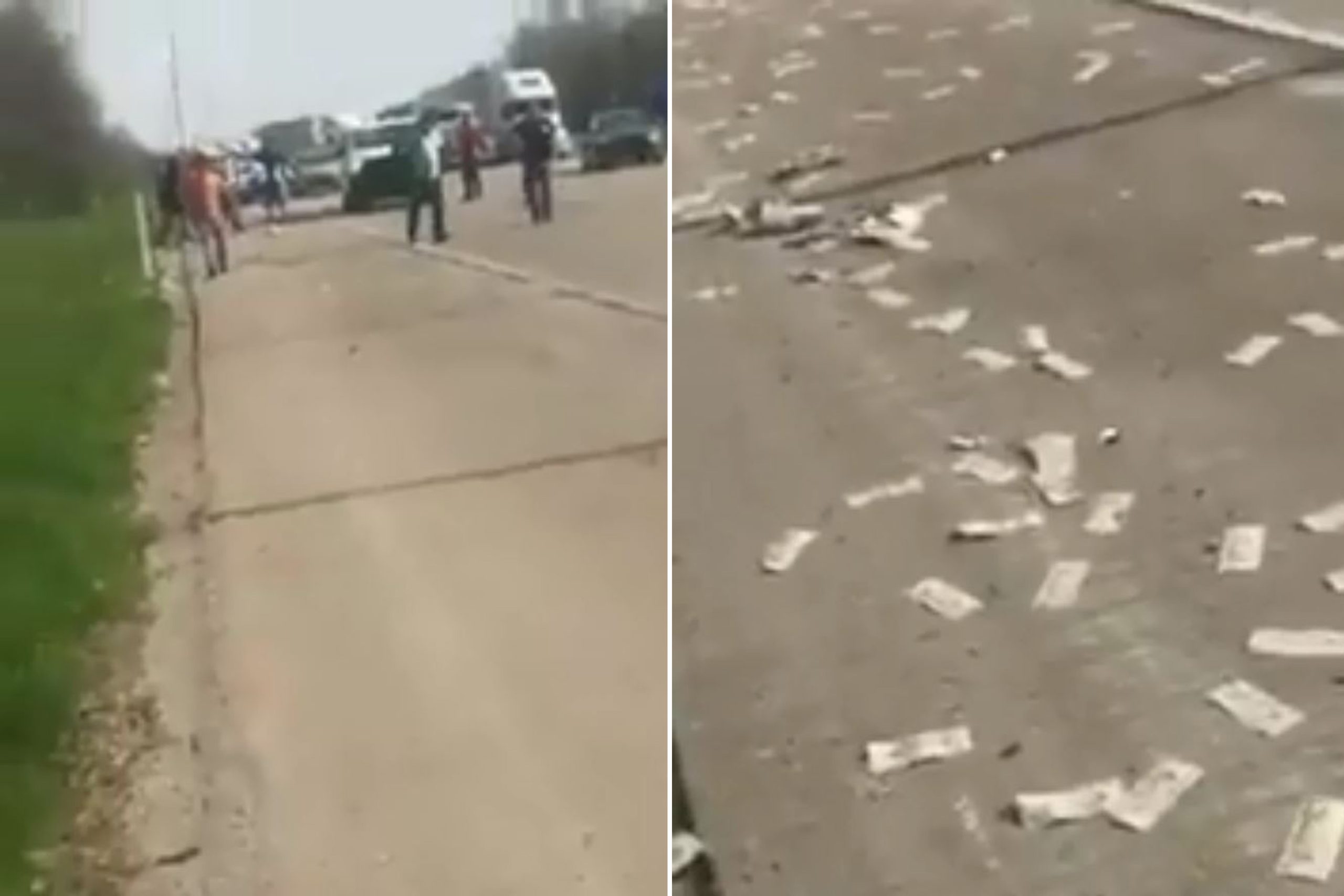 People Race For Free Money As Armored Truck Spills Money On US Highway