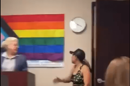 Angry Mom Storms Her Son's School to Tear Down the LGBTQ Flag from the Classroom Wall! 