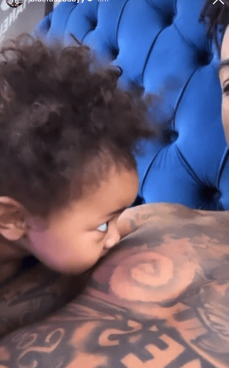 Blueface's Unconventional Parenting Moment: Daughter Suckles On His Breast